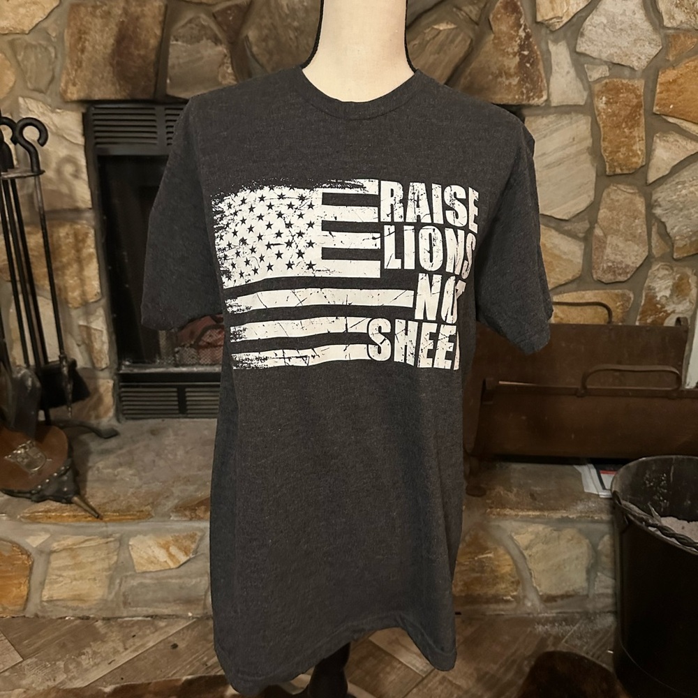 Tultex Dark Gray 'Raise Lions Not Sheep' T-Shirt
